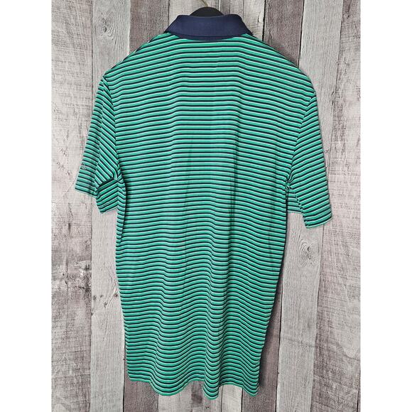 CALLAWAY Golf Opti-Dri Short Sleeve Polo SHIRT Green Blue Stripe Men's Small - Picture 2 of 5